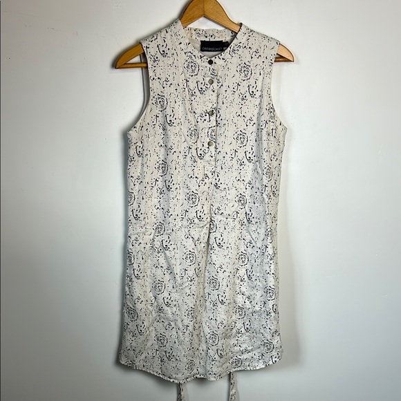 Cynthia Rowley 100% Linen Sz 2 Sleeveless Patterned Mini Dress English country - Picture 1 of 13